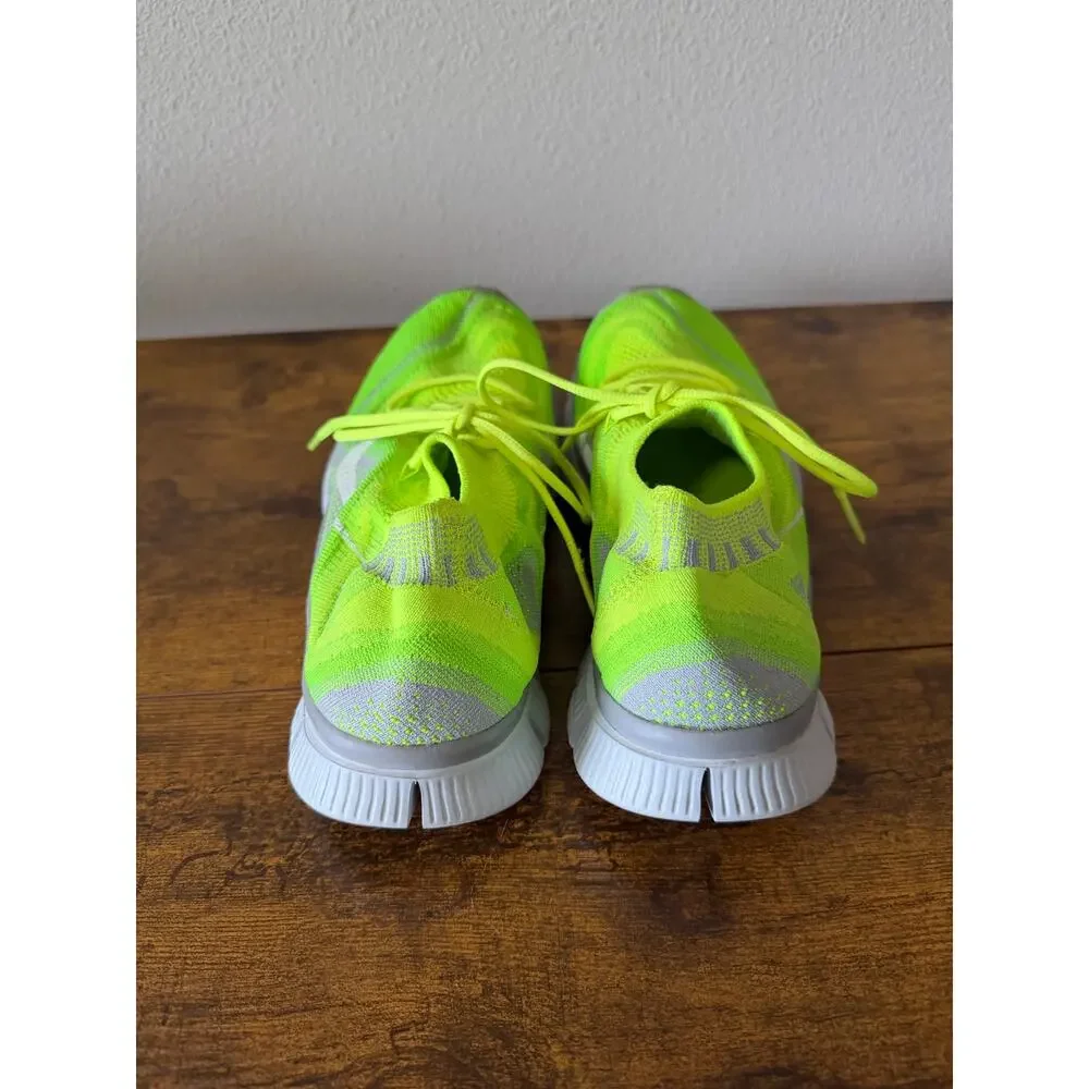 Men’s Nike Free Flyknit+ Volt/Electric Green/Wolf Grey Size 9.5 615805-713 EUC